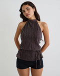 Mocha Tie-Back Chiffon Top
