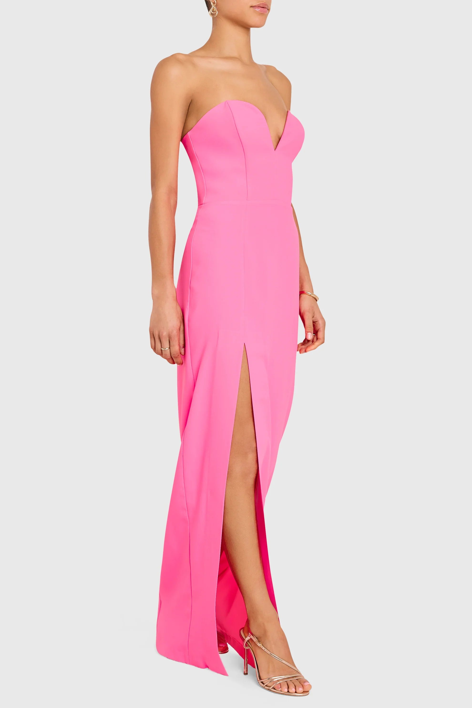 Rosefire V-Slit Maxi Dress