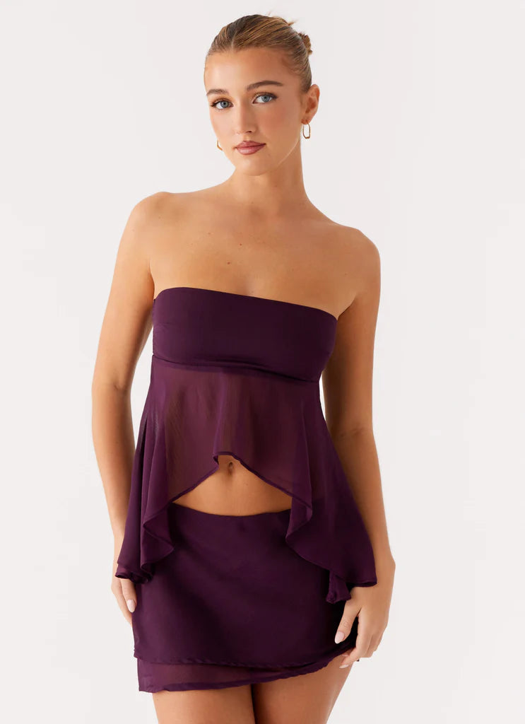 Amethyst Breeze Layered Chiffon Mini Skirt