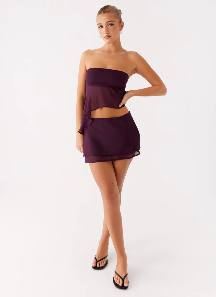 Amethyst Breeze Layered Chiffon Mini Skirt