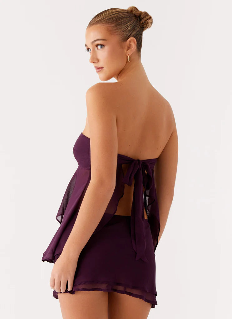 Amethyst Breeze Layered Chiffon Mini Skirt
