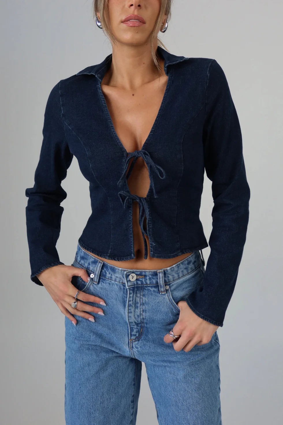 Denim Love Letter Tie Top