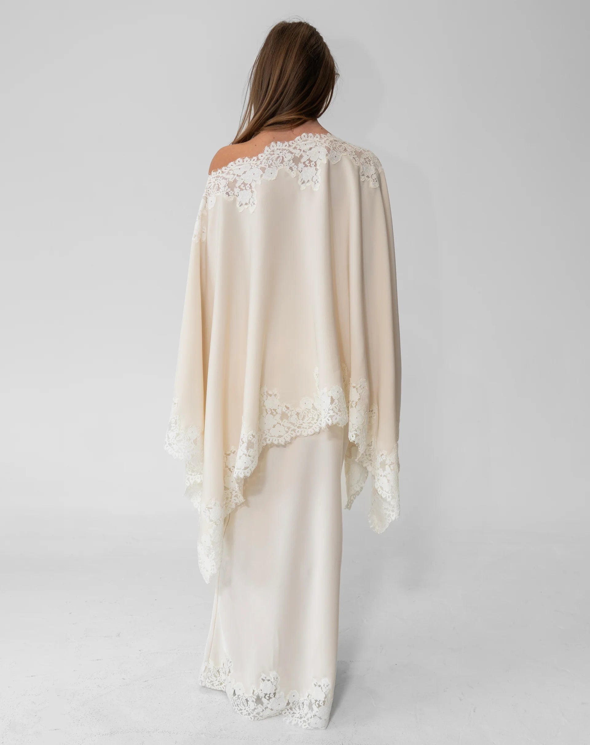 Almond Drift Lace Satin Top