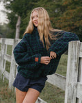 Teal Plaid Fleece Pullover