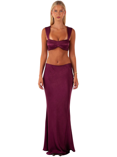 Burgundy Satin Siren Skirt