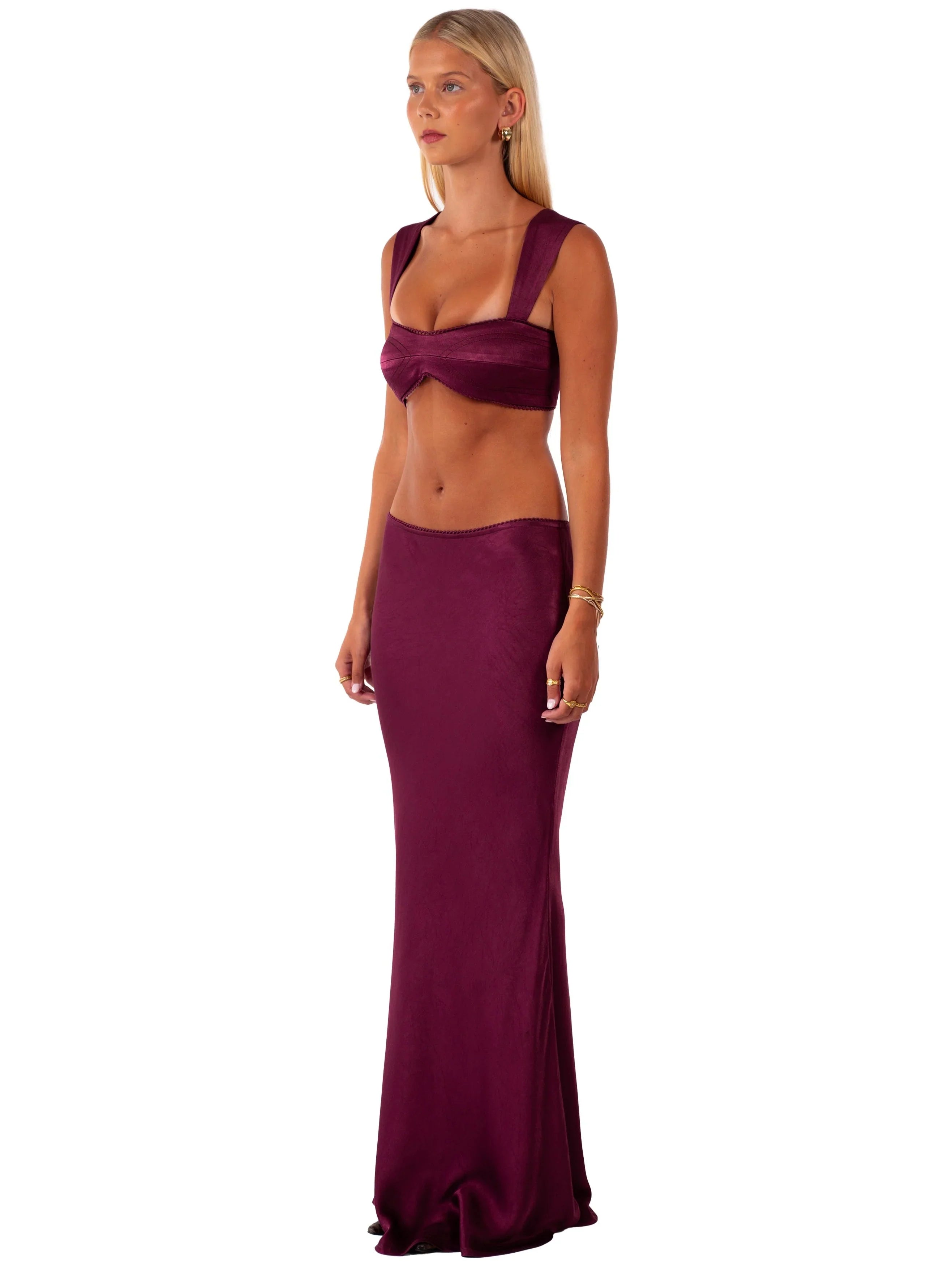 Burgundy Satin Siren Skirt