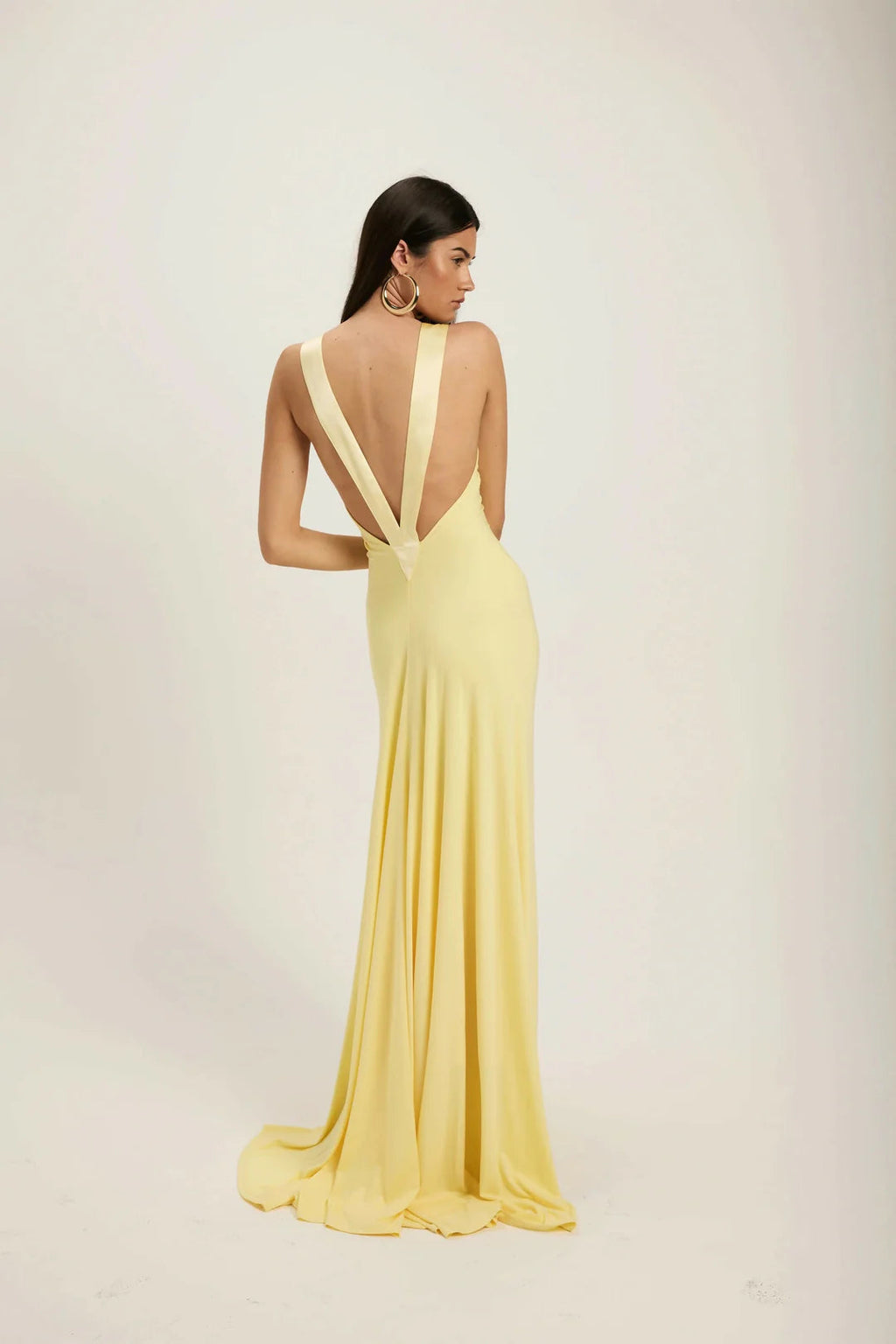 Golden Whisper Draped Gown