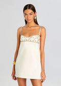 White Rhinestone Bust Mini Dress