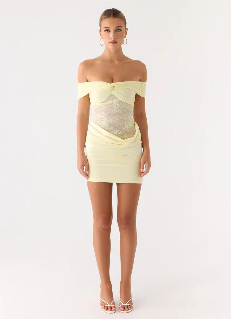 Élise Lace Corset Mini Dress - Yellow