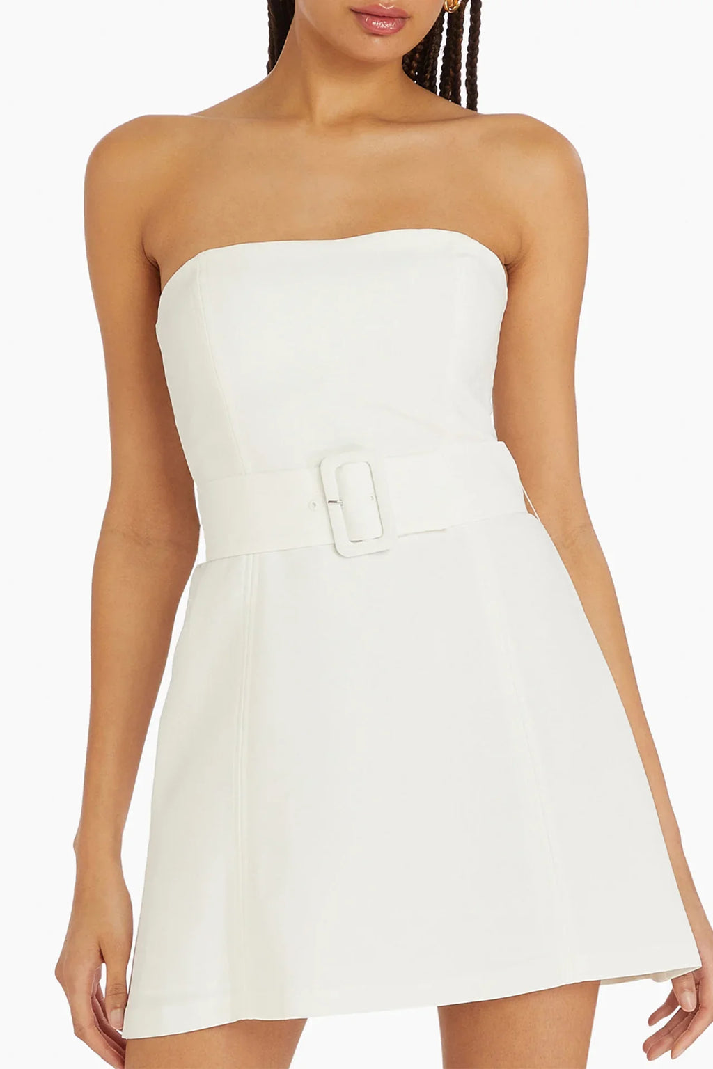 Belted Ivory Mini Dress