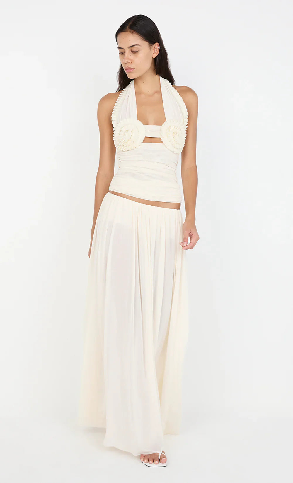 Ivory Bloom Halter Top