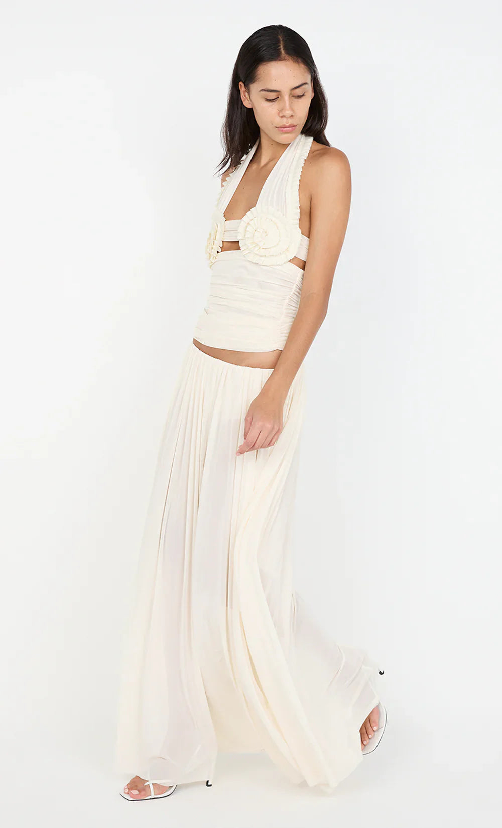 Ivory Bloom Halter Top