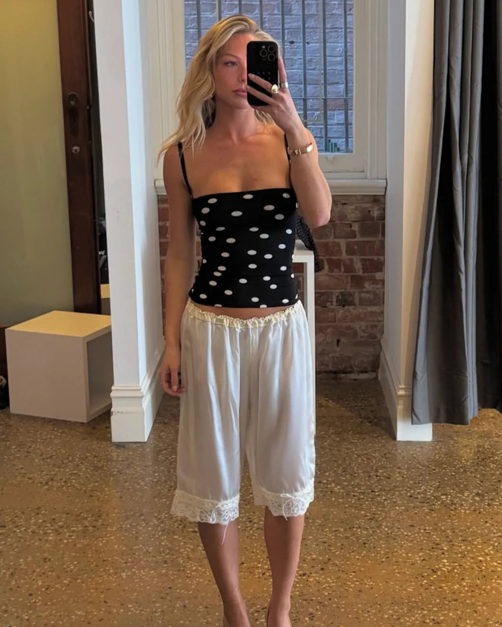 Noir Dot Cinch Cami