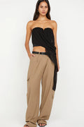 Noir Drift Draped Tube Top