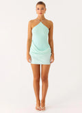 Azure Drift Halter Mini Dress