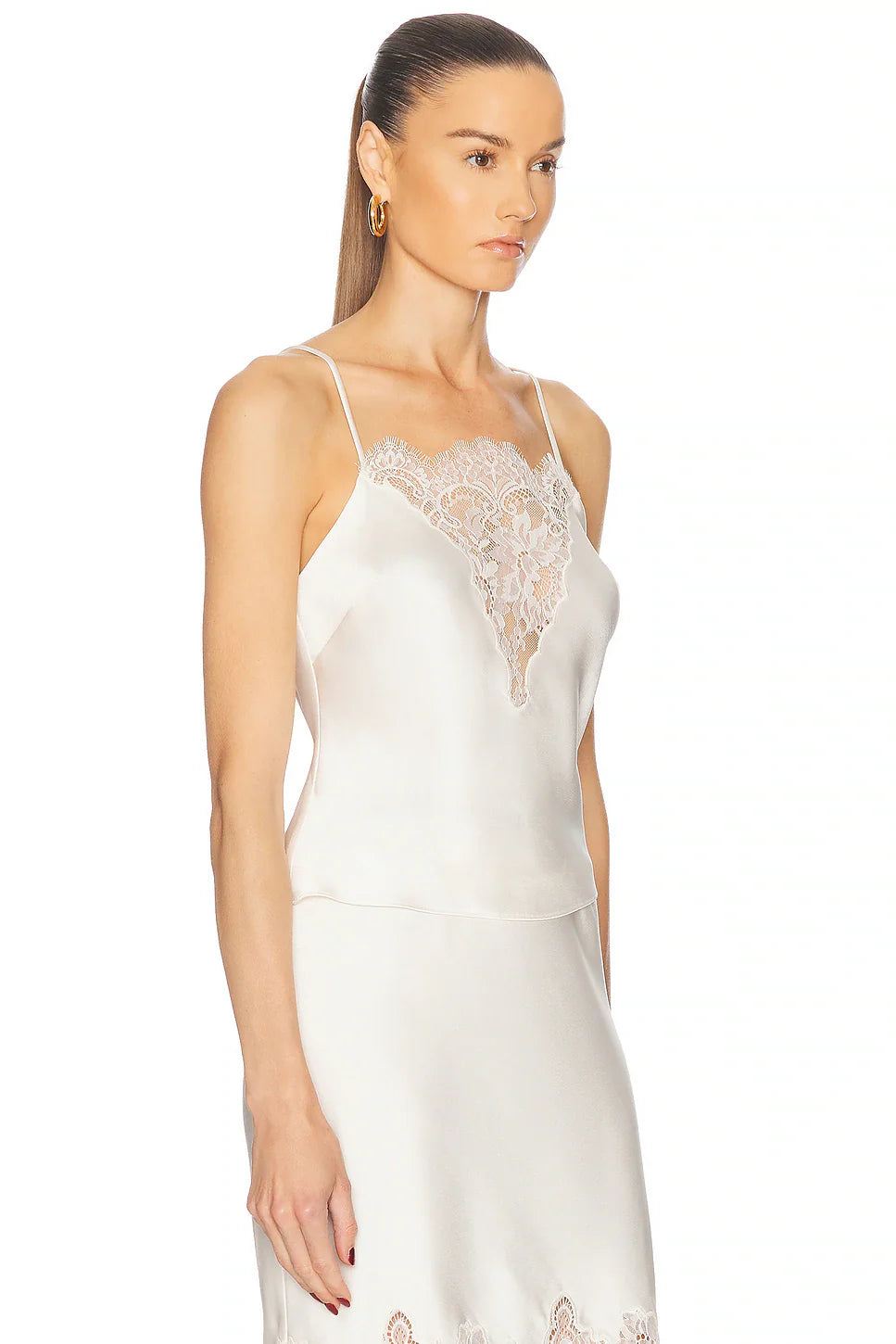 Ivory Lace Whisper Satin Top