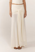 Petal Flow Tie-Detail Maxi Skirt