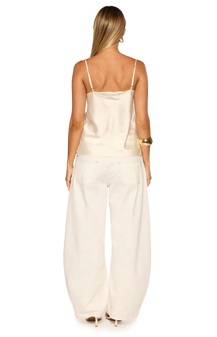 White Satin Lace Cami Top
