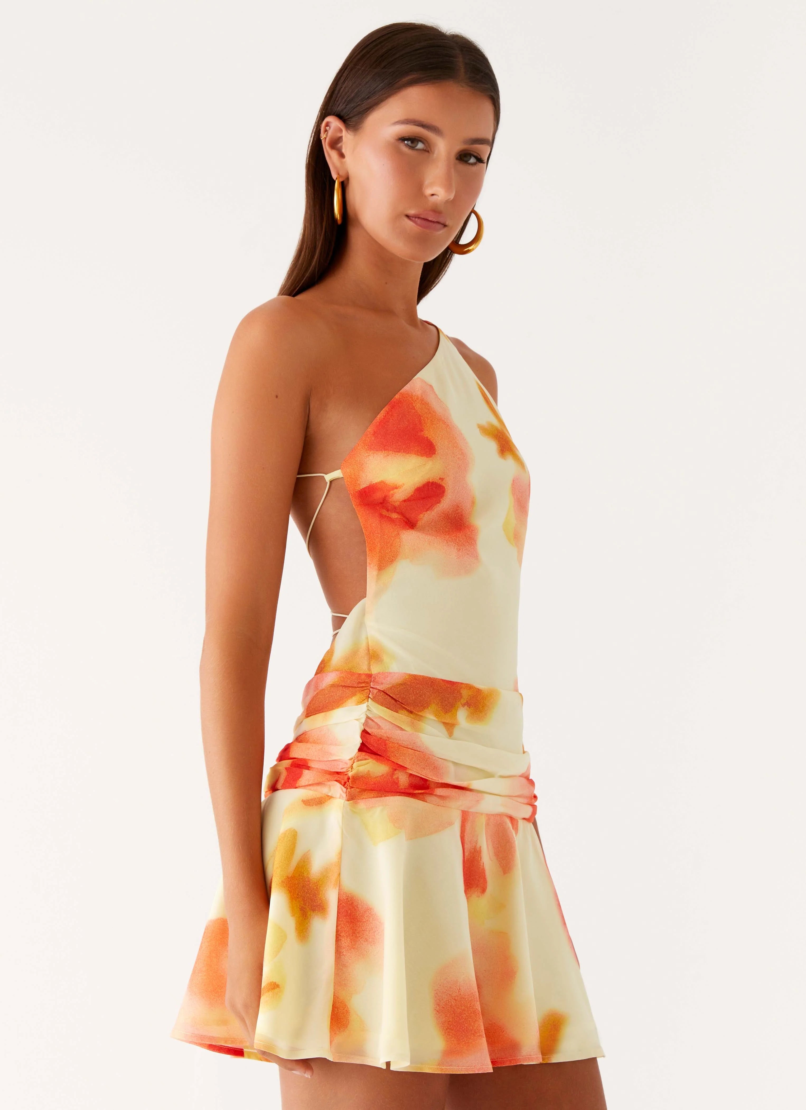 Backless One-Shoulder Mini Dress