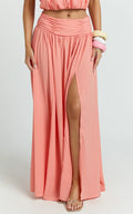 Watermelon Chiffon Slit Maxi Skirt