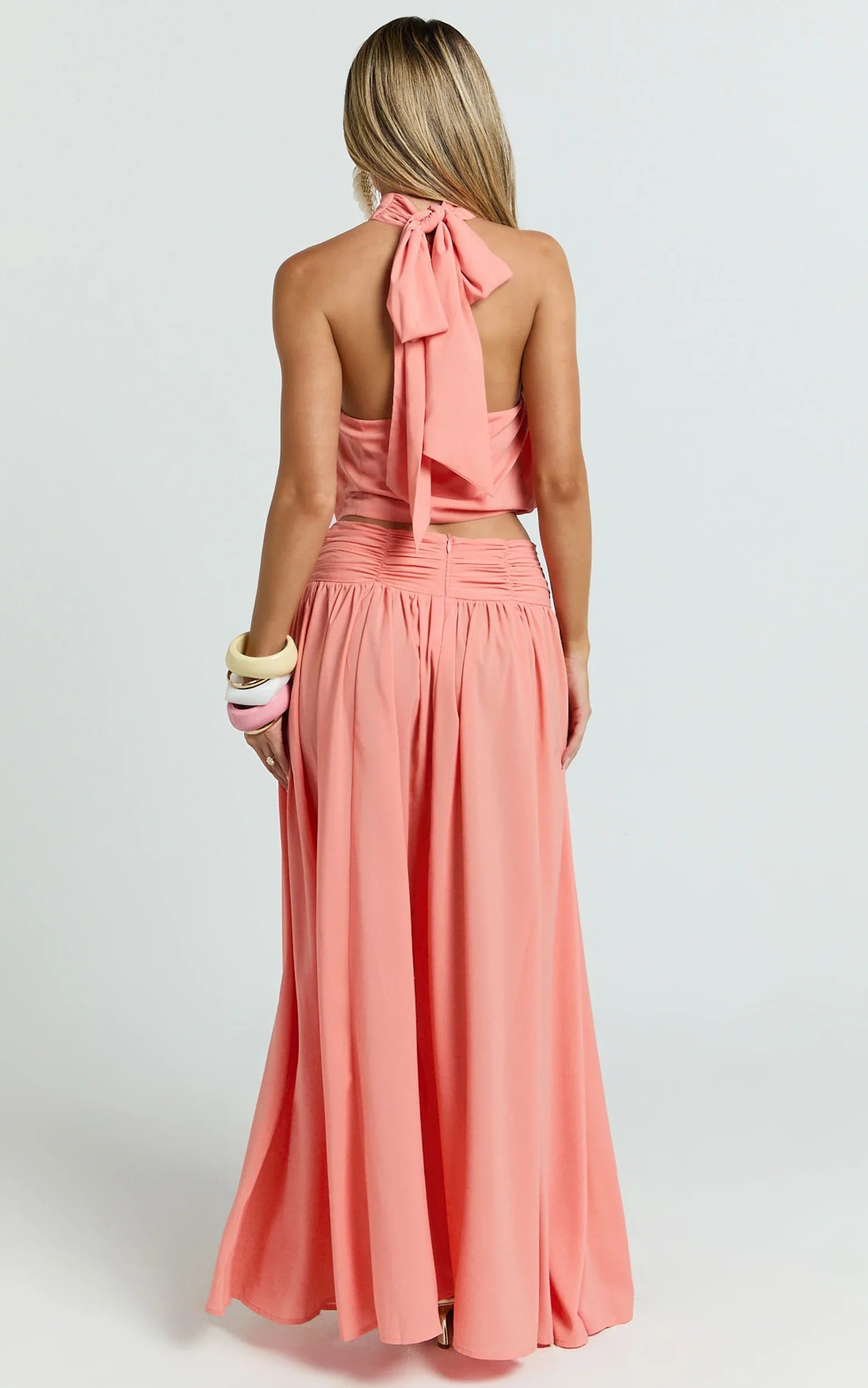 Watermelon Chiffon Slit Maxi Skirt
