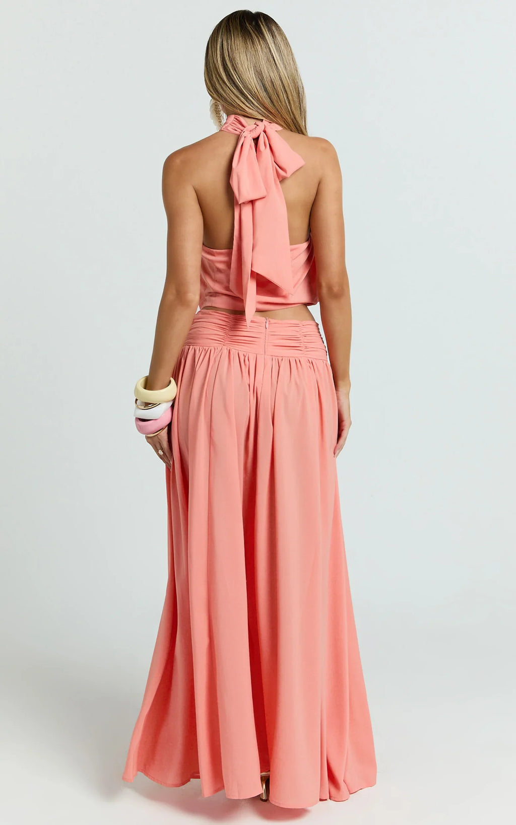Watermelon Halter Chiffon Crop Top
