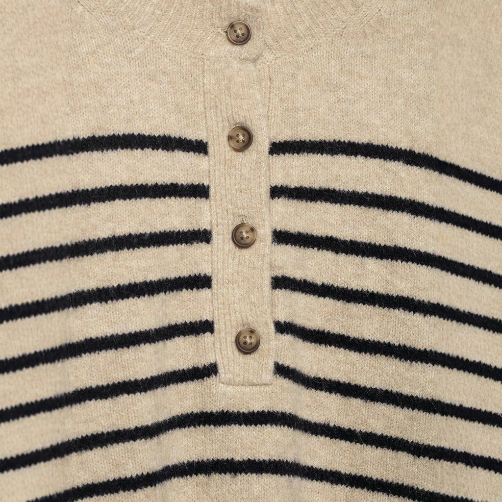 Striped Crew Neck Knit Cardigan – Classic Cozy Layer