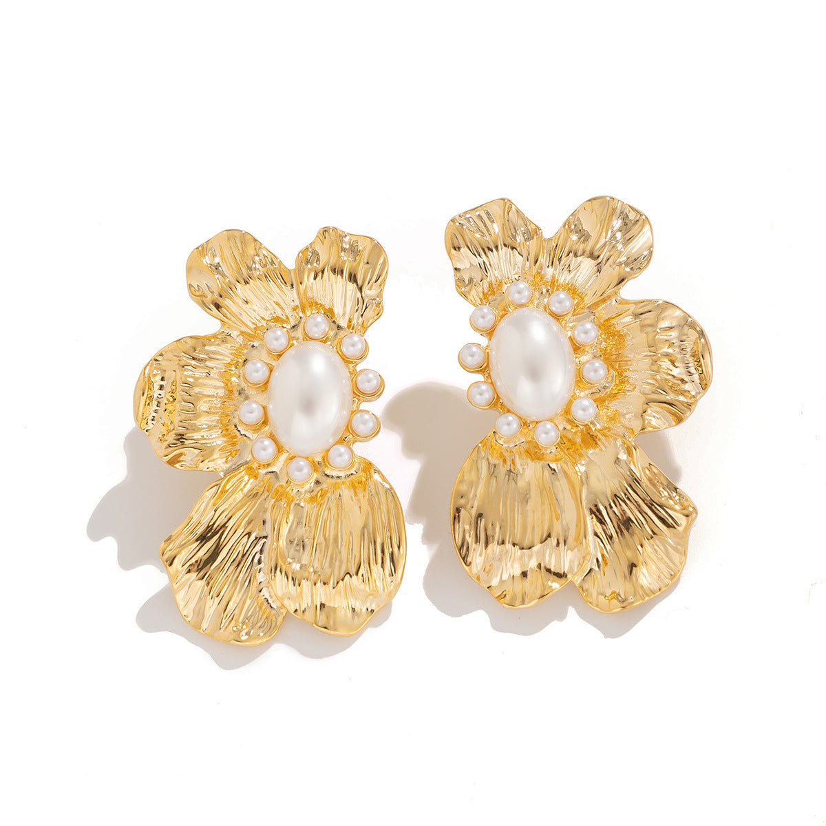 Gilded Ginkgo Pearl Studs