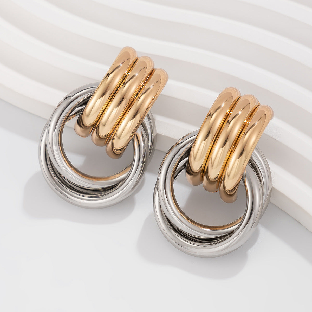 Arden Mixed Metal Ripple Earrings
