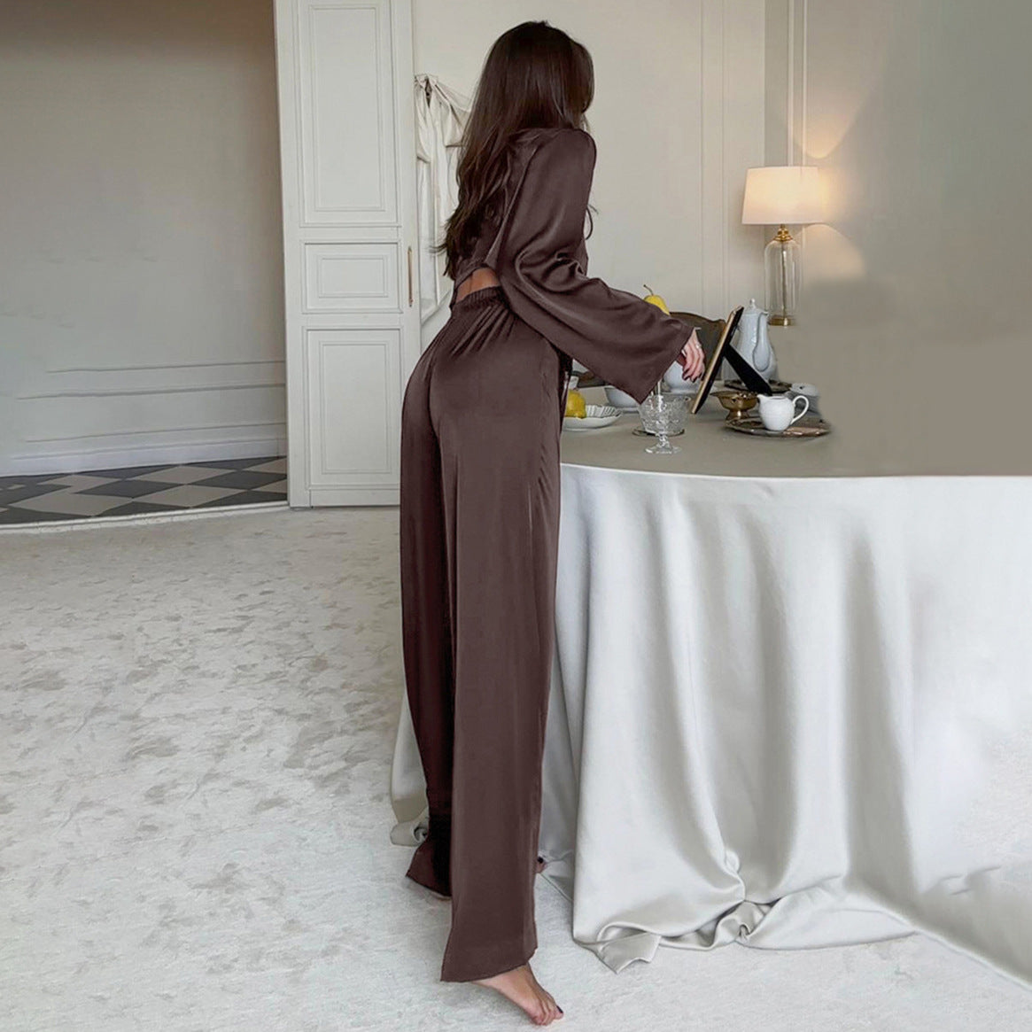 Satin Brown Pajama Set – Luxe Sleepwear Vibes