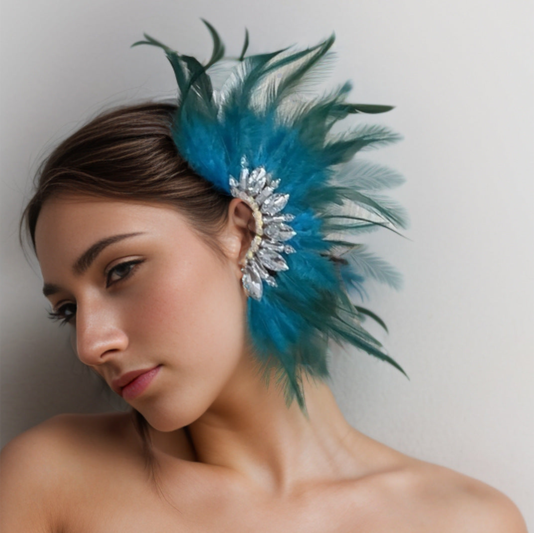 Rhinestone Feather Earrings – Party Glam Accessory