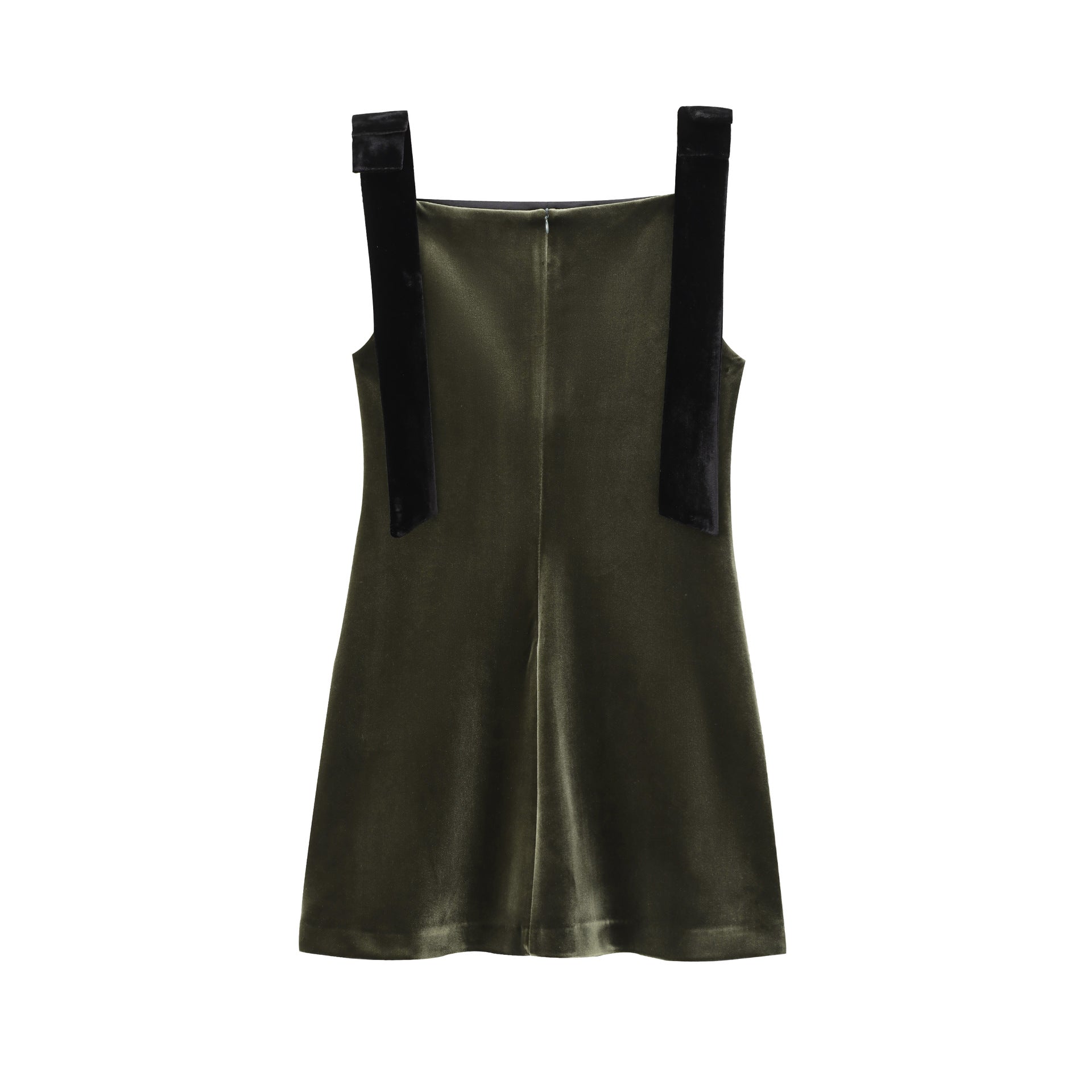 Olive Charm Velvet Bow Mini Dress