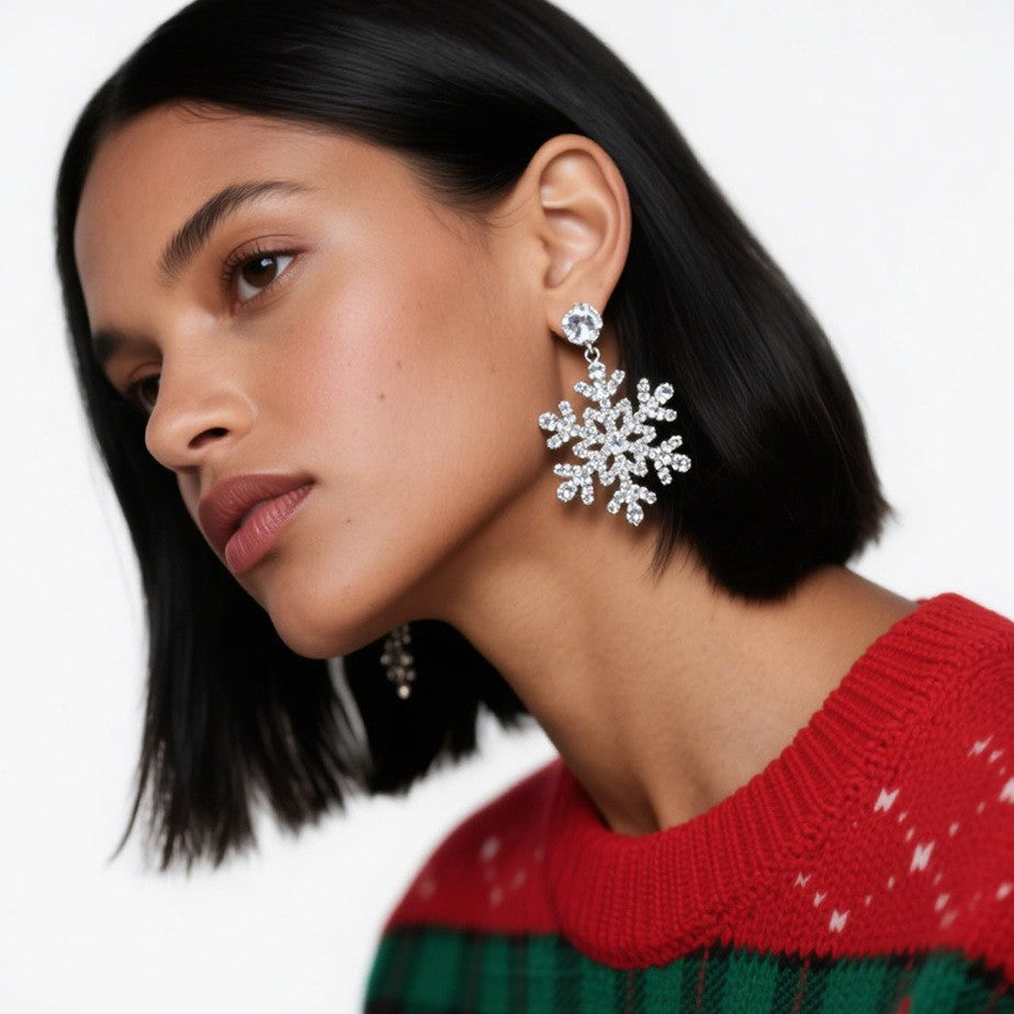 Christmas Rhinestone Earrings – Holiday Sparkle
