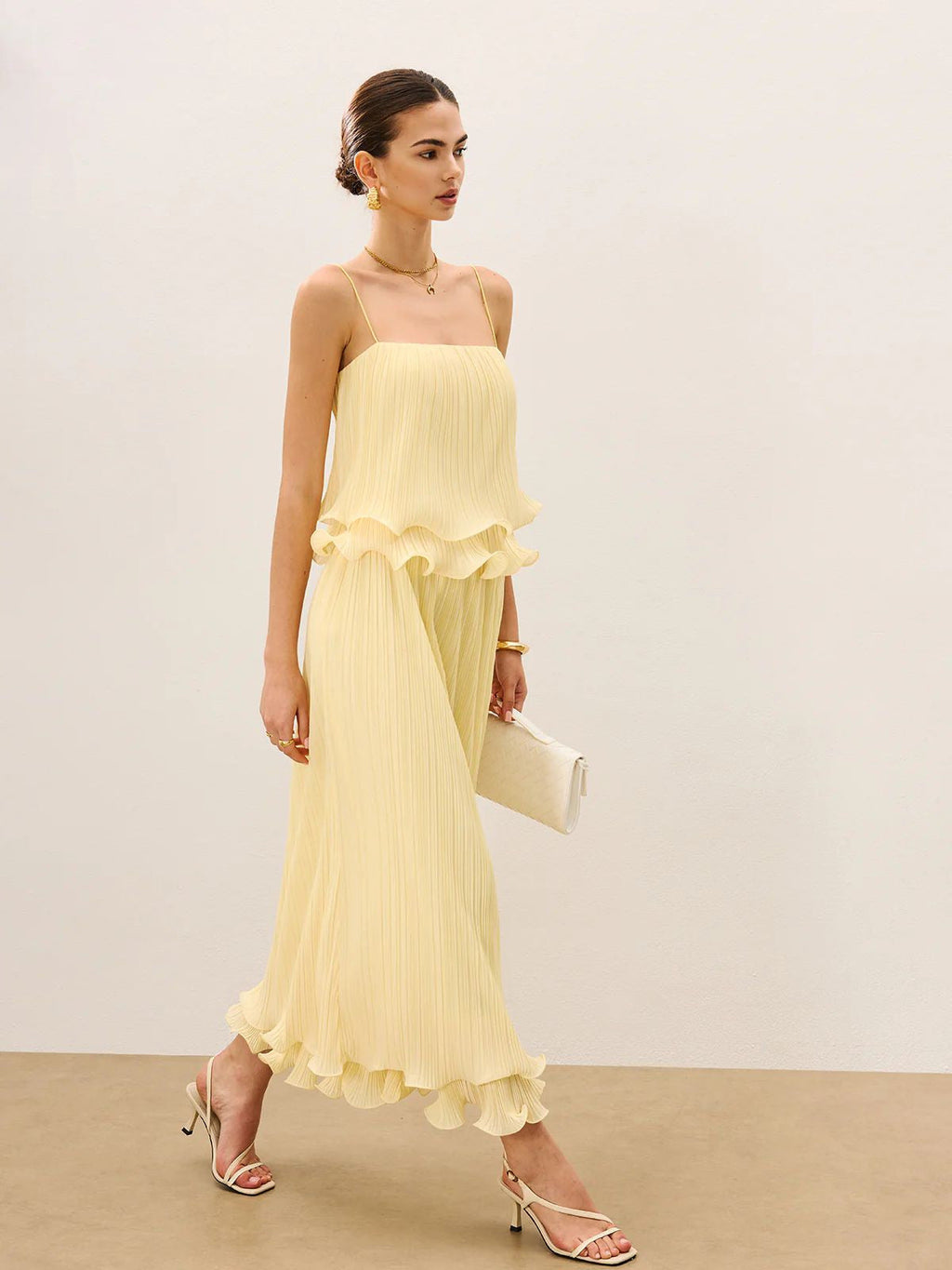 DH PRE-SPRING: REVEALED | "Gilded Morning" Fine Pleated Camisole Maxi Dress