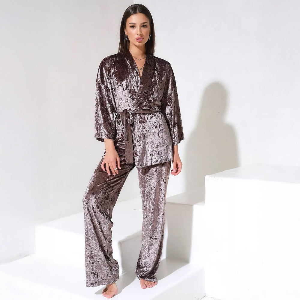 Velvet Robe Pajama Set – Luxe Holiday Loungewear