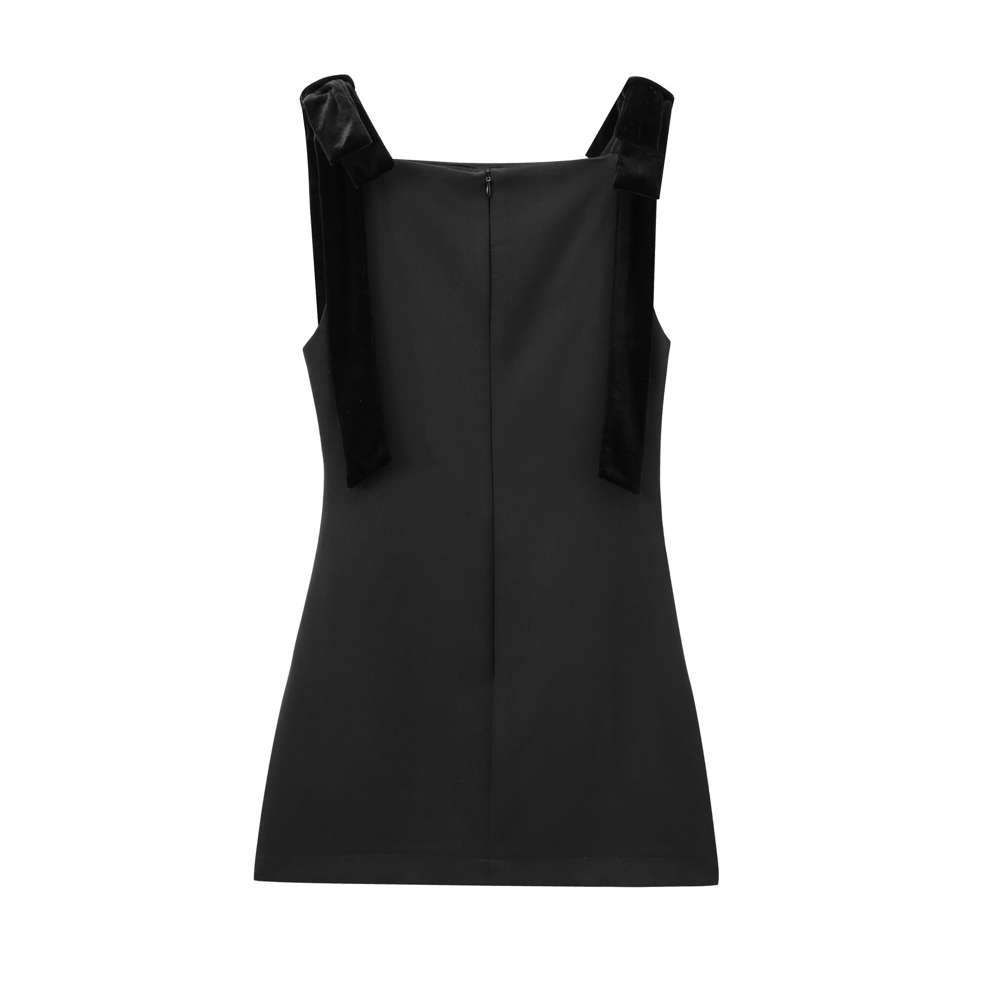 Noir Velvet Bow Mini Dress