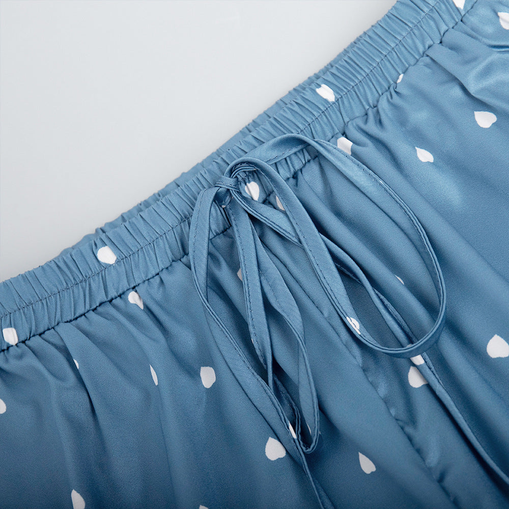 Heart Print Satin Pajama Set – Romantic & Silky