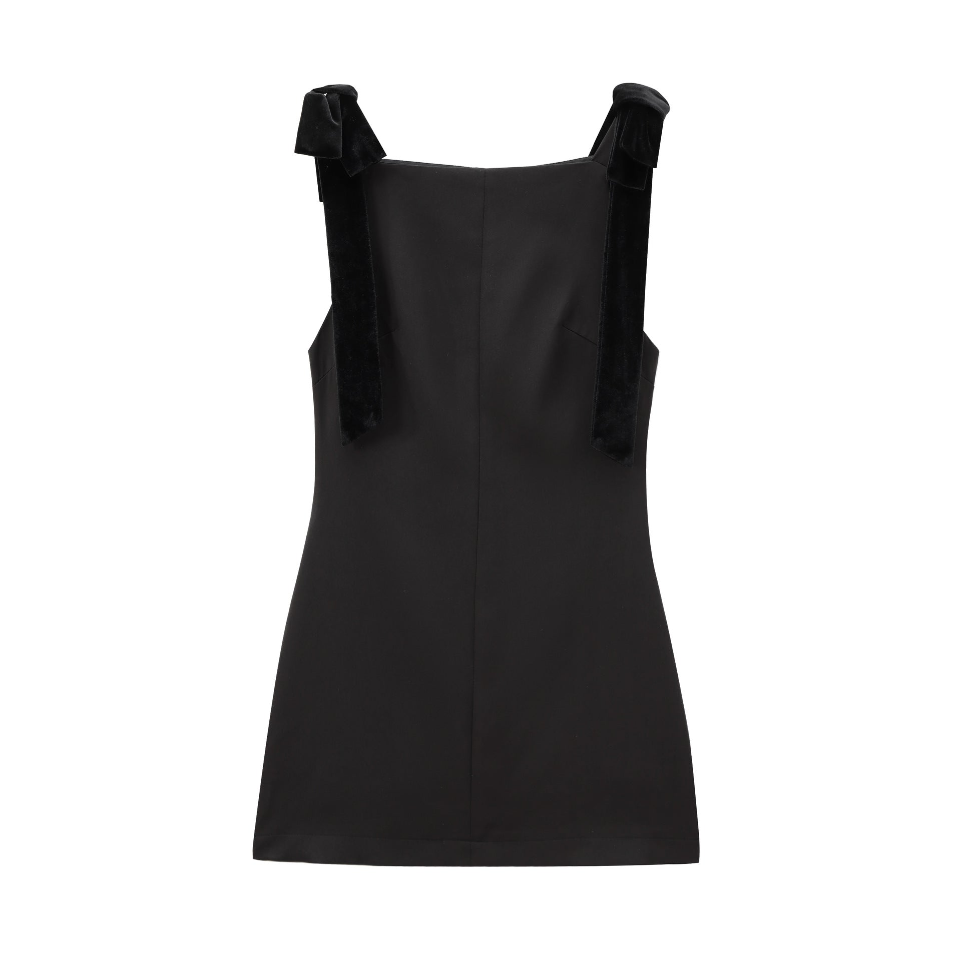 Noir Velvet Bow Mini Dress