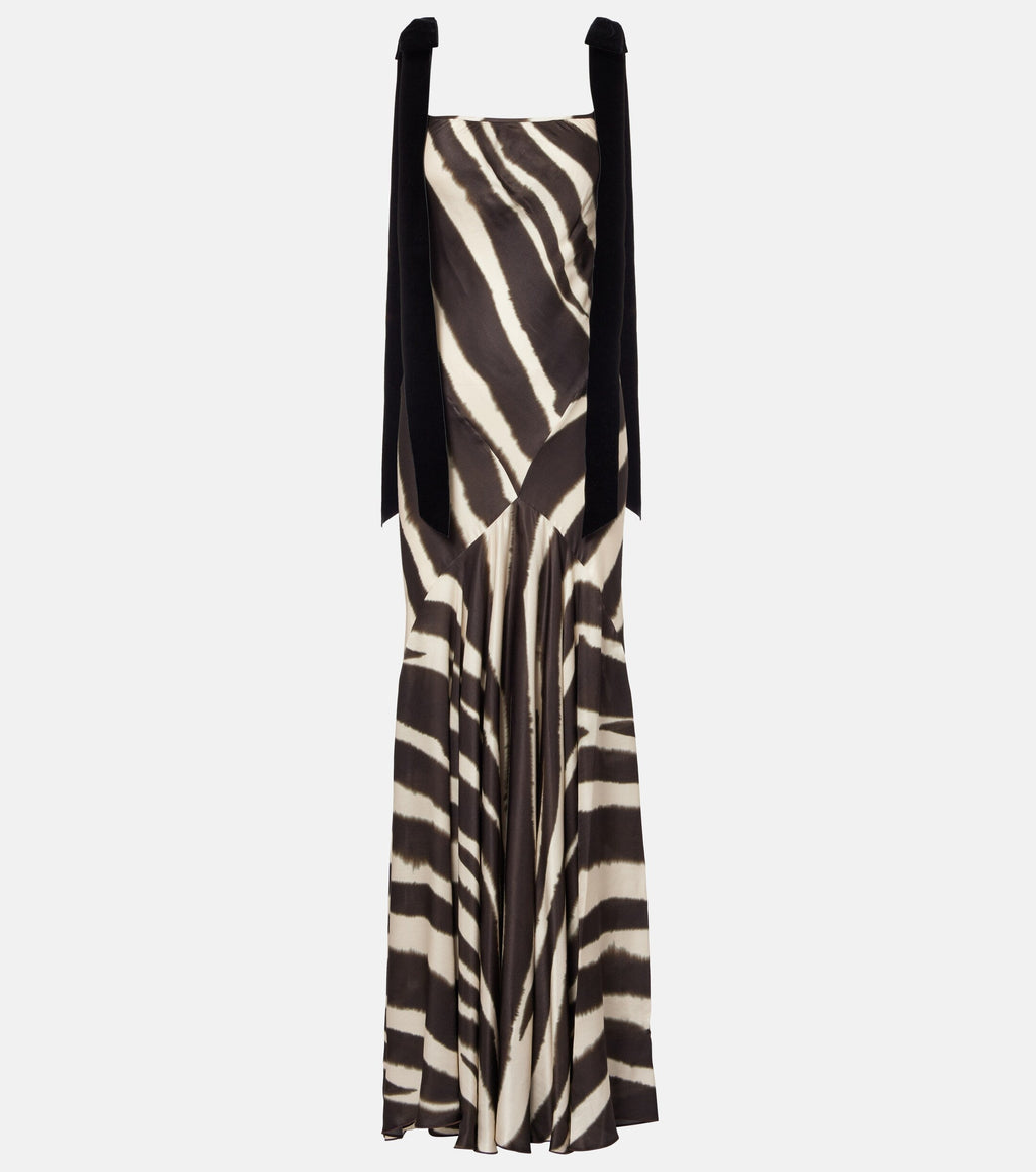 Zebra Noir Satin Gown