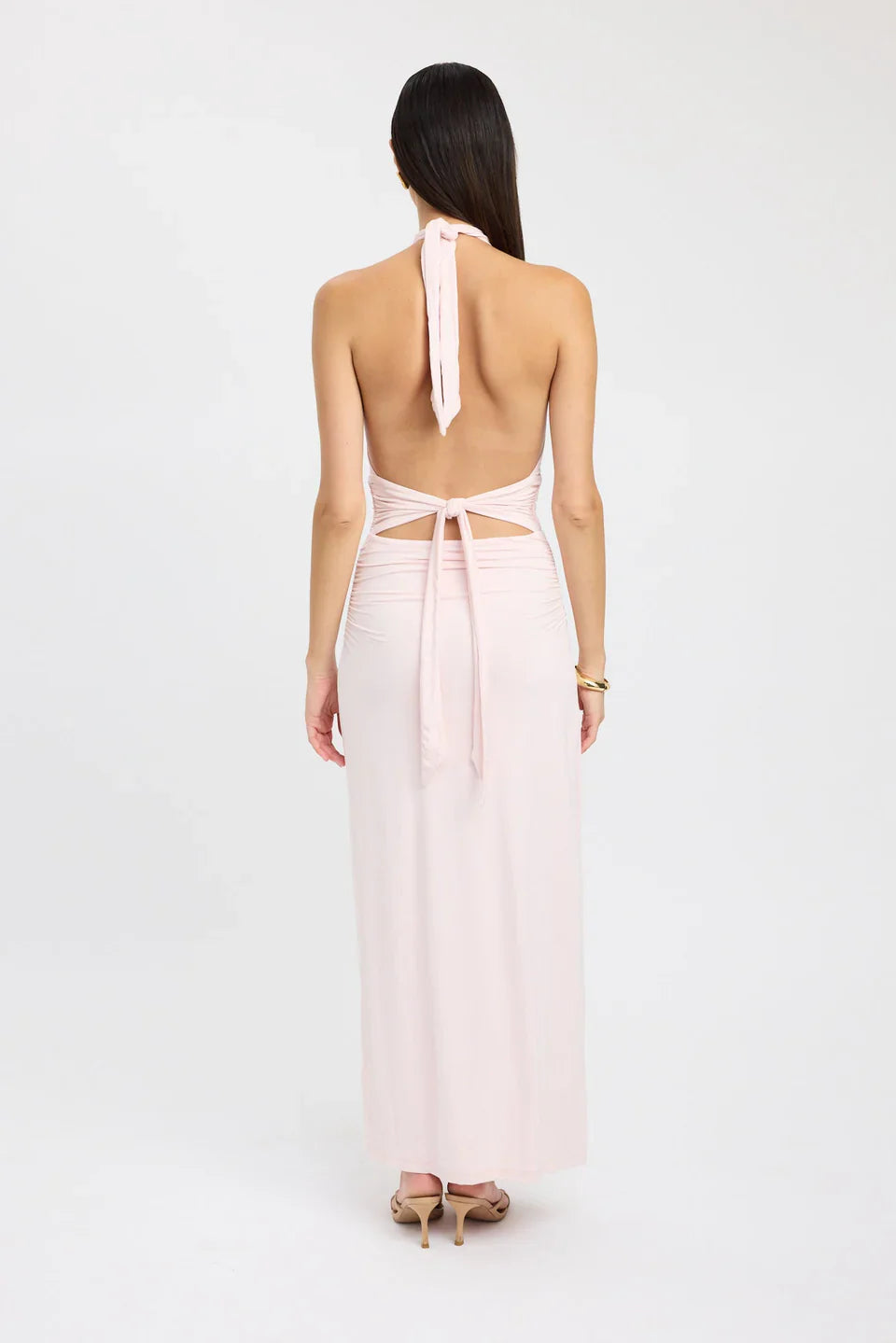 Blush Halter Backless Maxi Dress