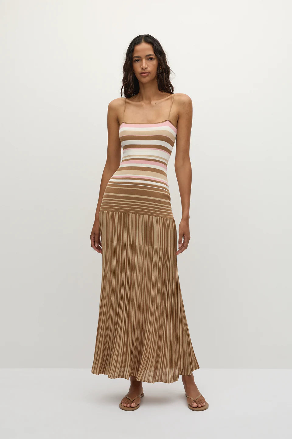 Rainbow Stripes Knit Maxi Dress