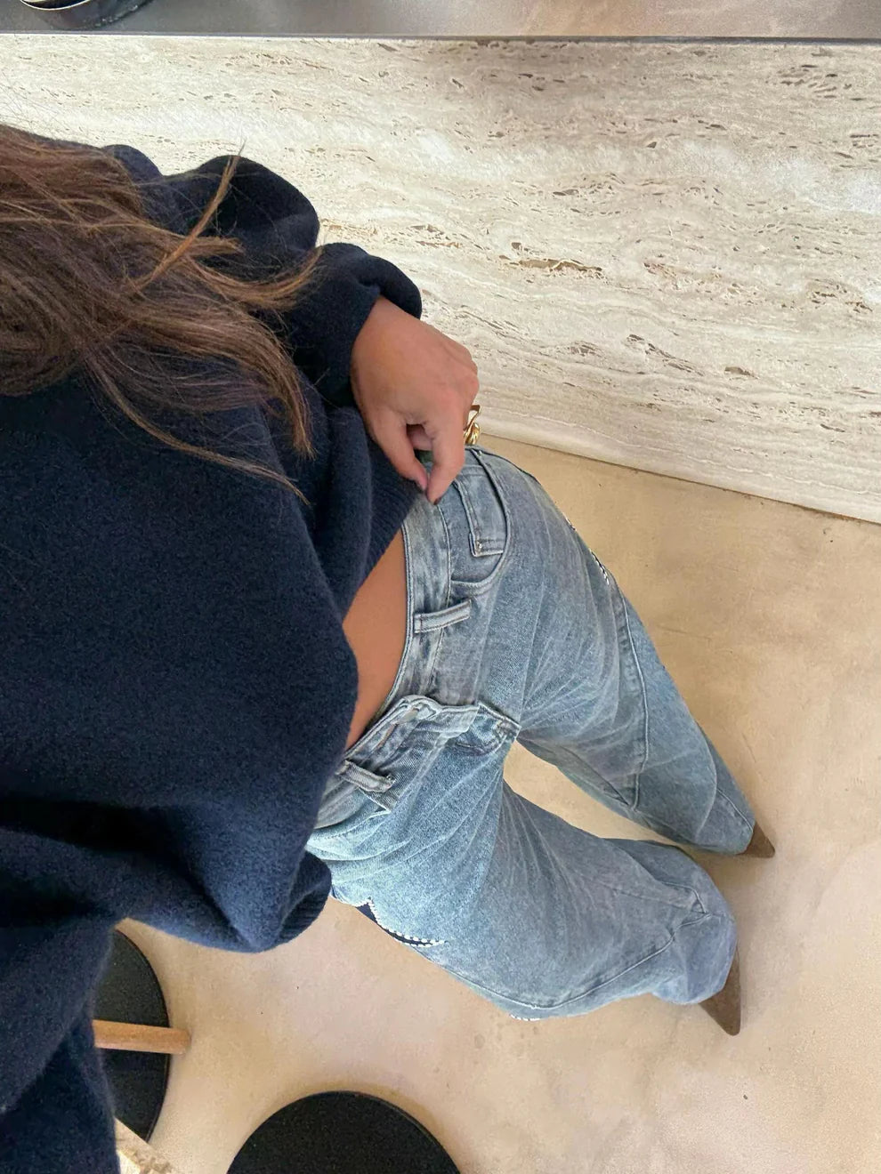 Stars Patch Wide Leg Jeans