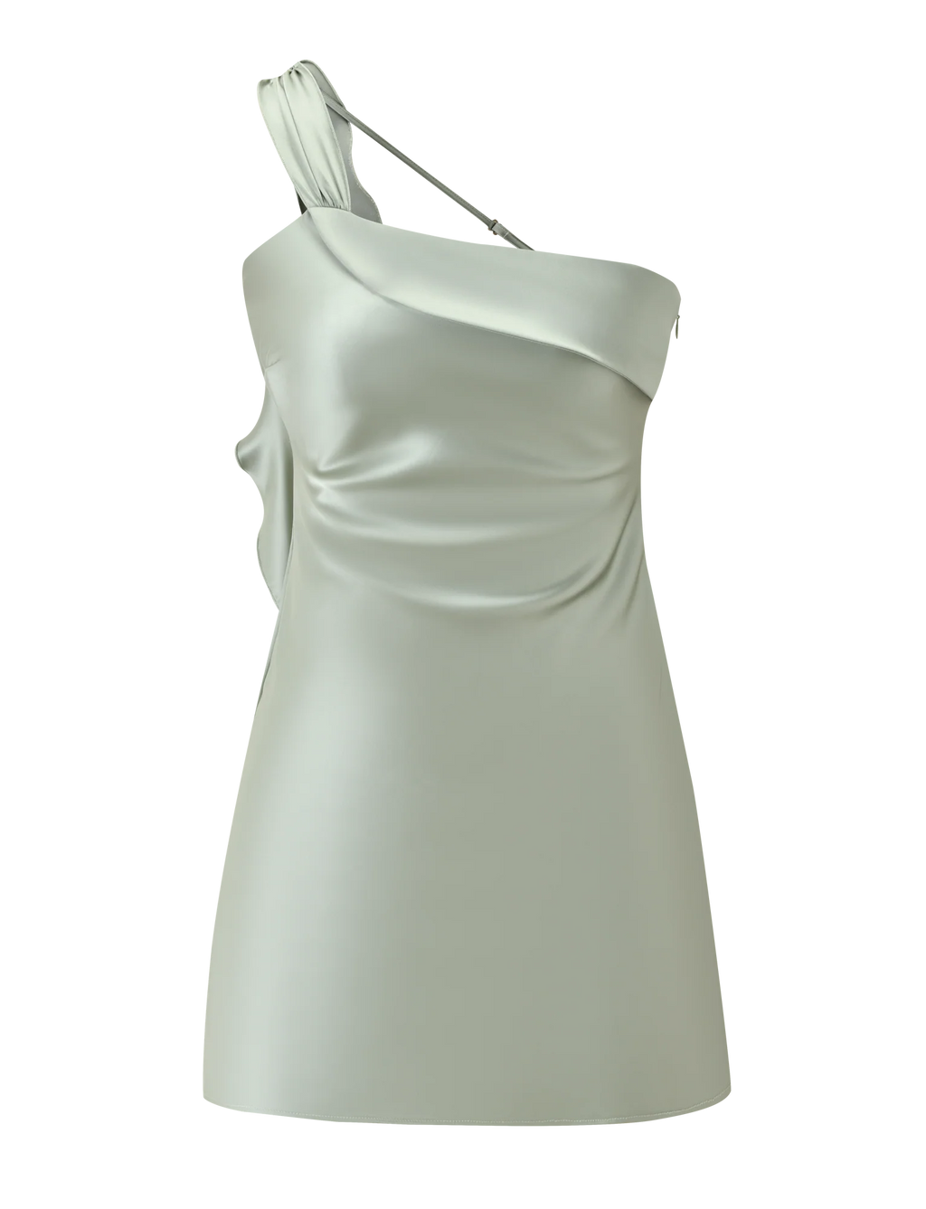 Mint Whisper One-Shoulder Mini Dress