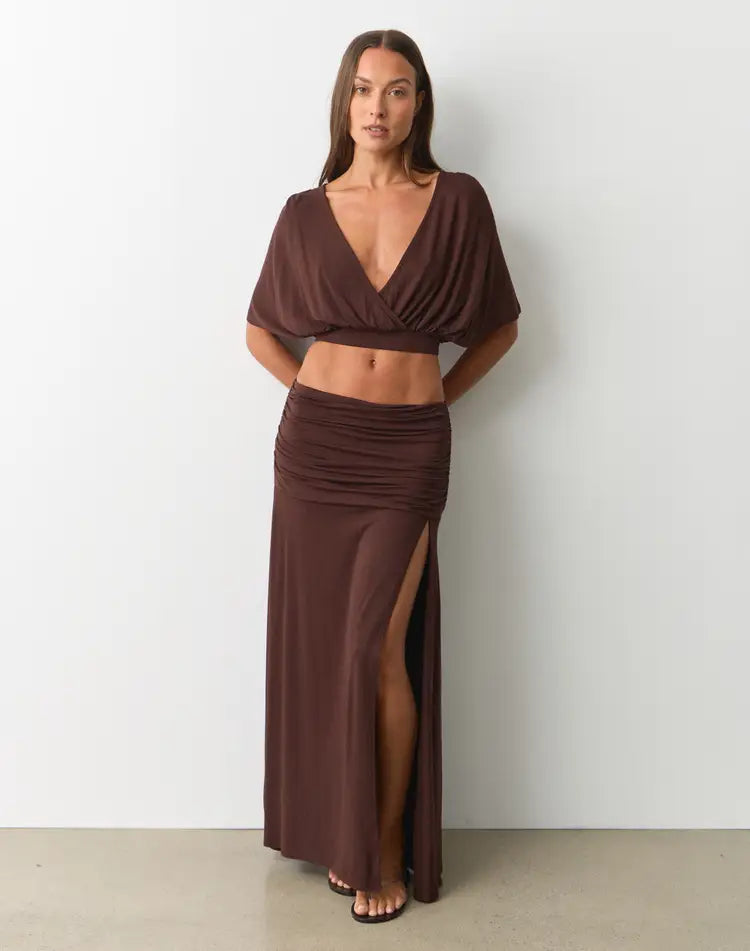 Cocoa Charm Cross-Front Crop Top