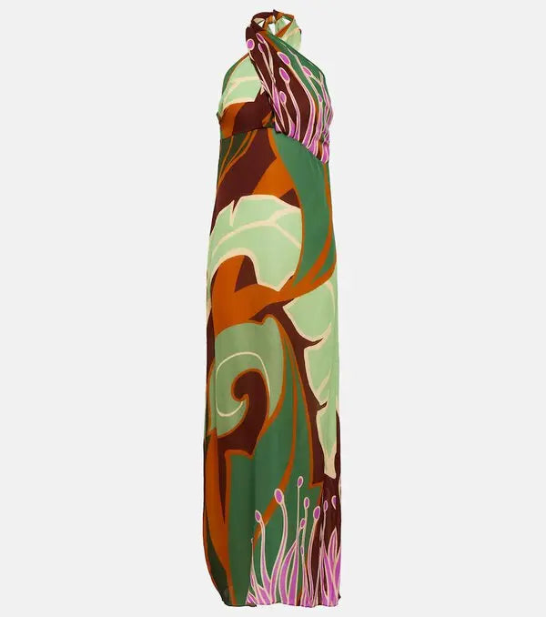 Vintage Printed Sleeveless Long Dress