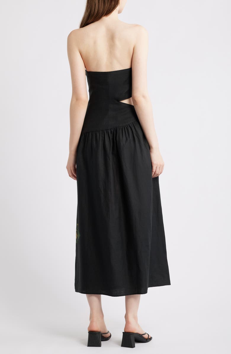 Rosalia Linen Blend Strapless Midi Dress