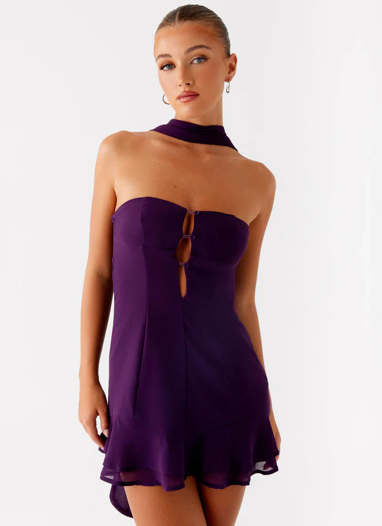 Violet Ruffle Muse Mini Dress