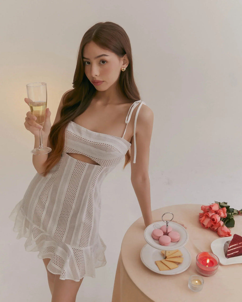 Ivory Sugar Ruffle Mini Dress