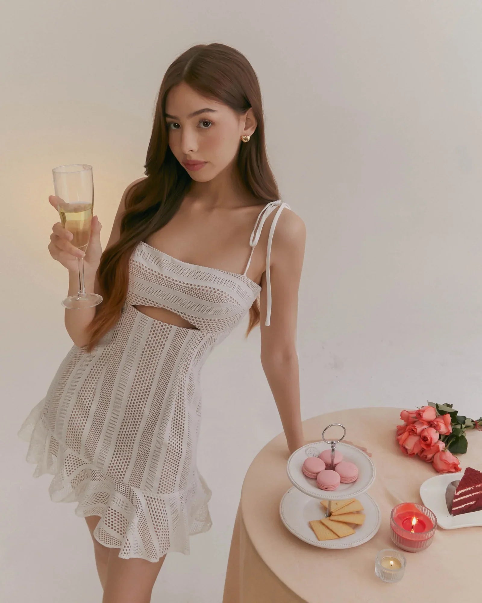 Ivory Sugar Ruffle Mini Dress