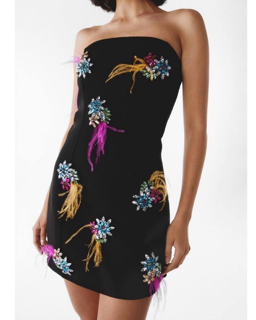 Strapless Embellished Mini Dress